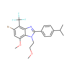 COCCn1c(-c2ccc(C(C)C)cc2)nc2c(C(F)(F)F)c(Br)cc(OC)c21 ZINC000058590527