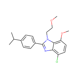 COCCn1c(-c2ccc(C(C)C)cc2)nc2c(Cl)ccc(OC)c21 ZINC000058582865