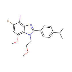 COCCn1c(-c2ccc(C(C)C)cc2)nc2c(I)c(Br)cc(OC)c21 ZINC000058582911