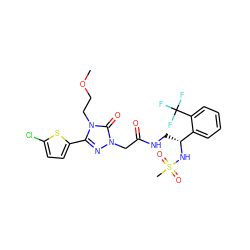 COCCn1c(-c2ccc(Cl)s2)nn(CC(=O)NC[C@@H](NS(C)(=O)=O)c2ccccc2C(F)(F)F)c1=O ZINC000145336648