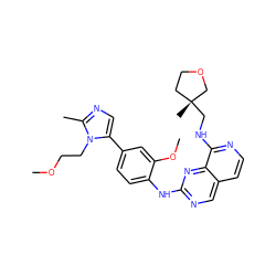 COCCn1c(-c2ccc(Nc3ncc4ccnc(NC[C@]5(C)CCOC5)c4n3)c(OC)c2)cnc1C ZINC000224110151