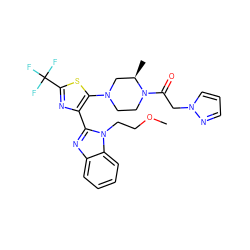 COCCn1c(-c2nc(C(F)(F)F)sc2N2CCN(C(=O)Cn3cccn3)[C@H](C)C2)nc2ccccc21 ZINC000143867223