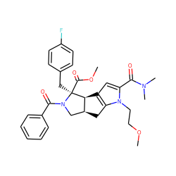 COCCn1c(C(=O)N(C)C)cc2c1C[C@H]1CN(C(=O)c3ccccc3)[C@@](Cc3ccc(F)cc3)(C(=O)OC)[C@@H]21 ZINC000064705108