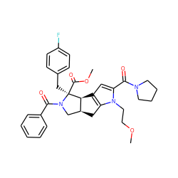 COCCn1c(C(=O)N2CCCC2)cc2c1C[C@H]1CN(C(=O)c3ccccc3)[C@@](Cc3ccc(F)cc3)(C(=O)OC)[C@@H]21 ZINC000008829576