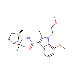 COCCn1c(C)c(C(=O)N[C@@H]2C(C)(C)[C@@H]3CC[C@@]2(C)C3)c2cccc(OC)c21 ZINC000013817341