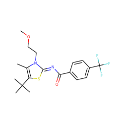 COCCn1c(C)c(C(C)(C)C)s/c1=N\C(=O)c1ccc(C(F)(F)F)cc1 ZINC000066066119