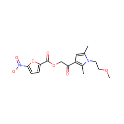 COCCn1c(C)cc(C(=O)COC(=O)c2ccc([N+](=O)[O-])o2)c1C ZINC000003288161