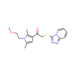 COCCn1c(C)cc(C(=O)CSc2nnc3ccccn23)c1C ZINC000002489069