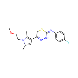 COCCn1c(C)cc(C2=NN/C(=N\c3ccc(F)cc3)SC2)c1C ZINC000005859492