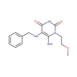 COCCn1c(N)c(NCc2ccccc2)c(=O)[nH]c1=O ZINC000003313208