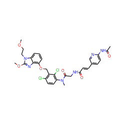 COCCn1c(OC)nc2c(OCc3c(Cl)ccc(N(C)C(=O)CNC(=O)/C=C/c4ccc(NC(C)=O)nc4)c3Cl)cccc21 ZINC000026717929