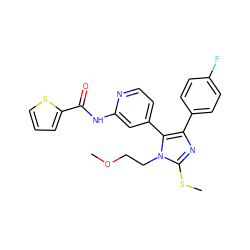 COCCn1c(SC)nc(-c2ccc(F)cc2)c1-c1ccnc(NC(=O)c2cccs2)c1 ZINC000064512077