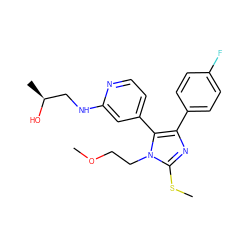 COCCn1c(SC)nc(-c2ccc(F)cc2)c1-c1ccnc(NC[C@H](C)O)c1 ZINC000040933245