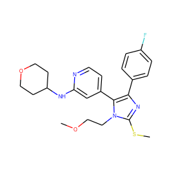 COCCn1c(SC)nc(-c2ccc(F)cc2)c1-c1ccnc(NC2CCOCC2)c1 ZINC000040919272