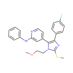 COCCn1c(SC)nc(-c2ccc(F)cc2)c1-c1ccnc(Nc2ccccc2)c1 ZINC000040933249