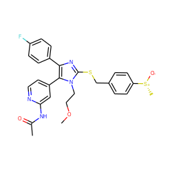 COCCn1c(SCc2ccc([S@@+](C)[O-])cc2)nc(-c2ccc(F)cc2)c1-c1ccnc(NC(C)=O)c1 ZINC000028634697