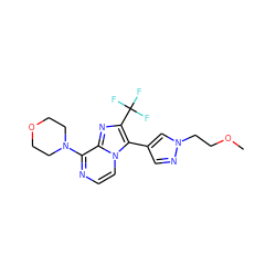 COCCn1cc(-c2c(C(F)(F)F)nc3c(N4CCOCC4)nccn23)cn1 ZINC000169333446