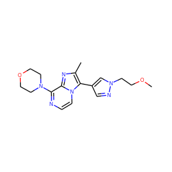 COCCn1cc(-c2c(C)nc3c(N4CCOCC4)nccn23)cn1 ZINC000147835530