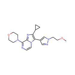 COCCn1cc(-c2c(C3CC3)nc3c(N4CCOCC4)nccn23)cn1 ZINC000147513411