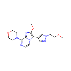 COCCn1cc(-c2c(OC)nc3c(N4CCOCC4)nccn23)cn1 ZINC000169333448