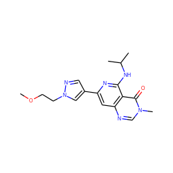 COCCn1cc(-c2cc3ncn(C)c(=O)c3c(NC(C)C)n2)cn1 ZINC000115625655