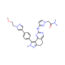 COCCn1cc(-c2ccc(-c3c4c(nn3C)CCc3cnc(Nc5ccn(CC(=O)N(C)C)n5)nc3-4)cc2)cn1 ZINC000205259622