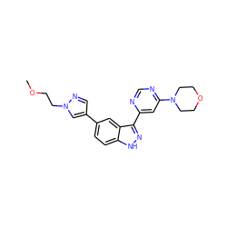 COCCn1cc(-c2ccc3[nH]nc(-c4cc(N5CCOCC5)ncn4)c3c2)cn1 ZINC000225573569