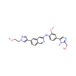 COCCn1cc(-c2ccc3cnc(Nc4ccc(-c5cnc(CO)n5C)cc4OC)cc3c2)cn1 ZINC000224119422