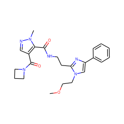 COCCn1cc(-c2ccccc2)nc1CCNC(=O)c1c(C(=O)N2CCC2)cnn1C ZINC000144084829