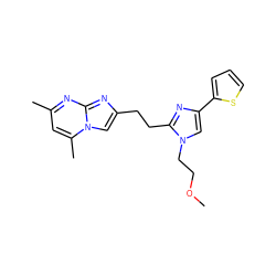 COCCn1cc(-c2cccs2)nc1CCc1cn2c(C)cc(C)nc2n1 ZINC000117862349