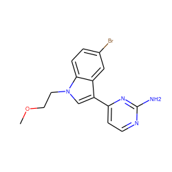 COCCn1cc(-c2ccnc(N)n2)c2cc(Br)ccc21 ZINC000103297237