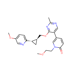 COCCn1cc(-c2cnc(C)nc2OC[C@H]2C[C@@H]2c2ccc(OC)cn2)ccc1=O ZINC000209433658