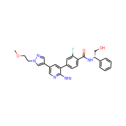 COCCn1cc(-c2cnc(N)c(-c3ccc(C(=O)N[C@H](CO)c4ccccc4)c(F)c3)c2)cn1 ZINC001772631488