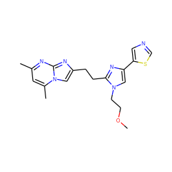 COCCn1cc(-c2cncs2)nc1CCc1cn2c(C)cc(C)nc2n1 ZINC000117846029