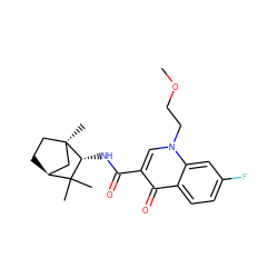 COCCn1cc(C(=O)N[C@@H]2C(C)(C)[C@H]3CC[C@]2(C)C3)c(=O)c2ccc(F)cc21 ZINC000095574132