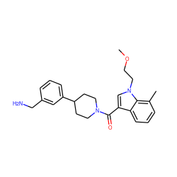 COCCn1cc(C(=O)N2CCC(c3cccc(CN)c3)CC2)c2cccc(C)c21 ZINC000028465134