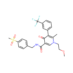 COCCn1cc(C(=O)NCc2ccc(S(C)(=O)=O)cc2)c(=O)c(-c2cccc(C(F)(F)F)c2)c1C ZINC000148811699