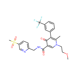 COCCn1cc(C(=O)NCc2ccc(S(C)(=O)=O)cn2)c(=O)c(-c2cccc(C(F)(F)F)c2)c1C ZINC000149811434