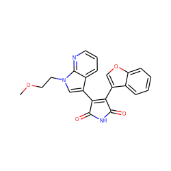 COCCn1cc(C2=C(c3coc4ccccc34)C(=O)NC2=O)c2cccnc21 ZINC000096929148