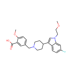 COCCn1cc(C2CCN(Cc3ccc(OC)c(C(=O)O)c3)CC2)c2ccc(F)cc21 ZINC000003819761