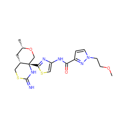 COCCn1ccc(C(=O)Nc2csc([C@]34CO[C@@H](C)C[C@H]3CSC(=N)N4)n2)n1 ZINC001772598103