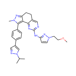 COCCn1ccc(Nc2ncc3c(n2)-c2c(nn(C)c2-c2ccc(-c4cnn(C(C)C)c4)cc2)CC3)n1 ZINC000224951521