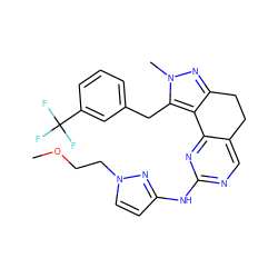 COCCn1ccc(Nc2ncc3c(n2)-c2c(nn(C)c2Cc2cccc(C(F)(F)F)c2)CC3)n1 ZINC000169702339