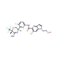 COCCn1ccc2nc(C(=O)Nc3ccc(F)c([C@]4(C)CO[C@@](C)(C(F)(F)F)C(N)=N4)n3)c(Cl)cc21 ZINC000167685897