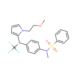 COCCn1cccc1[C@H](c1ccc(N(C)S(=O)(=O)c2ccccc2)cc1)C(F)(F)F ZINC000084605100