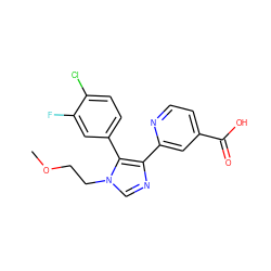 COCCn1cnc(-c2cc(C(=O)O)ccn2)c1-c1ccc(Cl)c(F)c1 ZINC000225947327