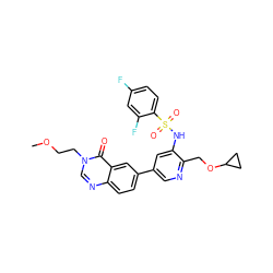 COCCn1cnc2ccc(-c3cnc(COC4CC4)c(NS(=O)(=O)c4ccc(F)cc4F)c3)cc2c1=O ZINC001772657947