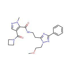 COCCn1nc(-c2ccccc2)nc1CCNC(=O)c1c(C(=O)N2CCC2)cnn1C ZINC000144076605