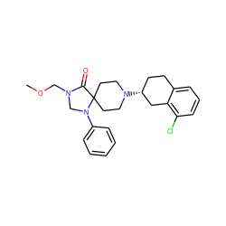 COCN1CN(c2ccccc2)C2(CCN([C@@H]3CCc4cccc(Cl)c4C3)CC2)C1=O ZINC000013806876