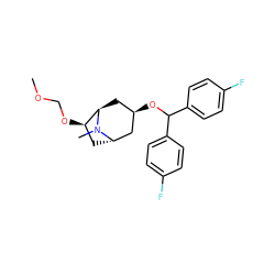 COCO[C@@H]1C[C@H]2C[C@H](OC(c3ccc(F)cc3)c3ccc(F)cc3)C[C@H]1N2C ZINC000101038297